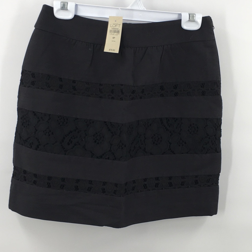 NWT Ann Taylor Black Lace Above Knee Skirt… - Picture 2 of 6